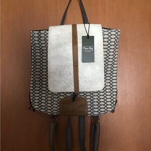 NWT Myra Bag Gray and White Patterned Honey Bee Backpack